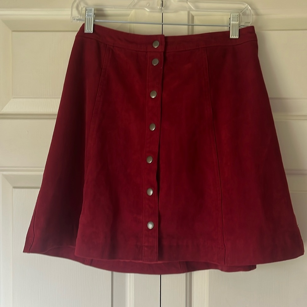 Abercrombie & Fitch Red faux suede skirt. Size 10.